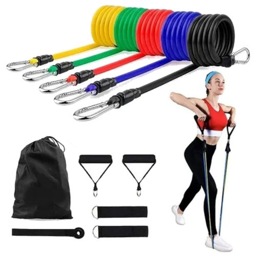 Kit Elásticos Extensores 11 Peças, Musculação, Yoga, Pilates