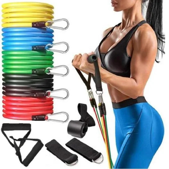 Kit Elásticos Extensores 11 Peças, Musculação, Yoga, Pilates